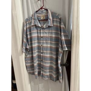 Red Head Blue Red Striped Seersucker Button Up Short Sz 4xl